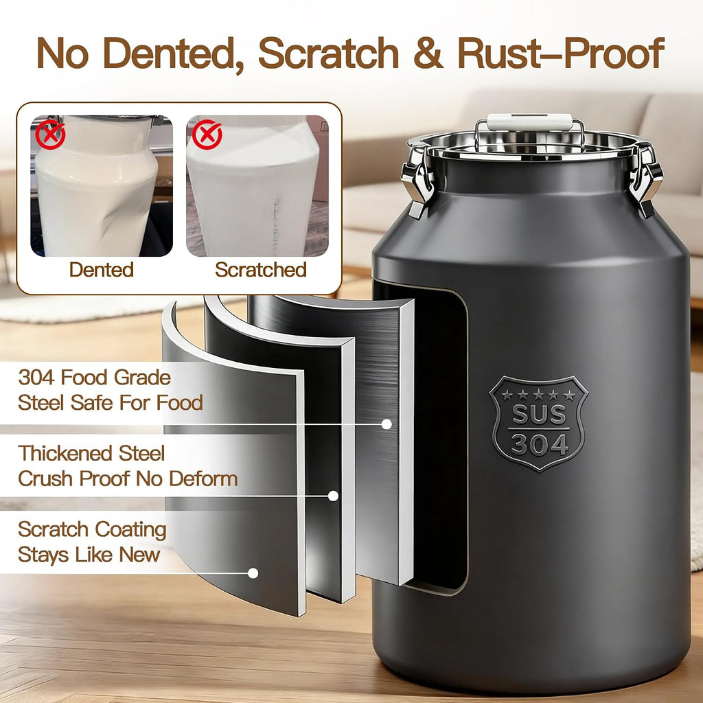 Stainless Steel Dog Food Storage Container 45 lb with Scoop & Lid