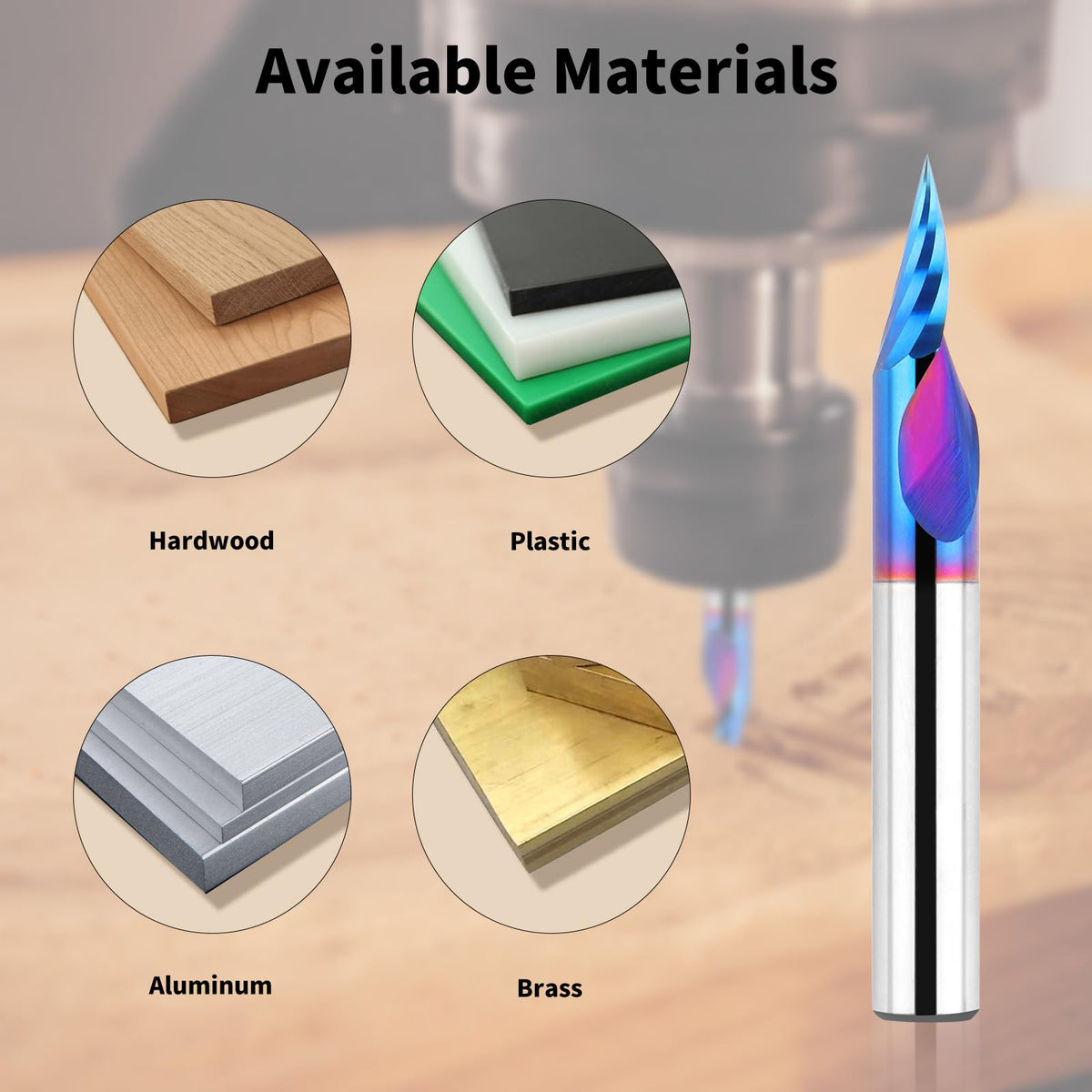 EANOSIC Chamfer End Mill V Groove O Flute Spiral Router Bit 30 Degree 1/4 Inch Shank, Single Flute CNC Carbide V-bit for Engraving Chamfering Lettering, Ideal for Wood, Plywood, MDF, PVC and Acrylic