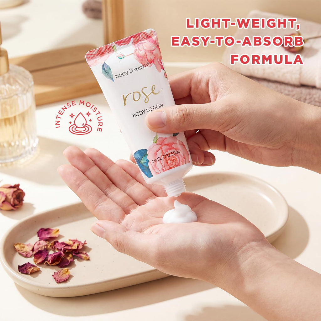 Spa Gift Set for Women - Luxurious 5 Pcs Bath and Body Box, Rose Scent, Includes Body Wash, Body Butter, Body Lotion