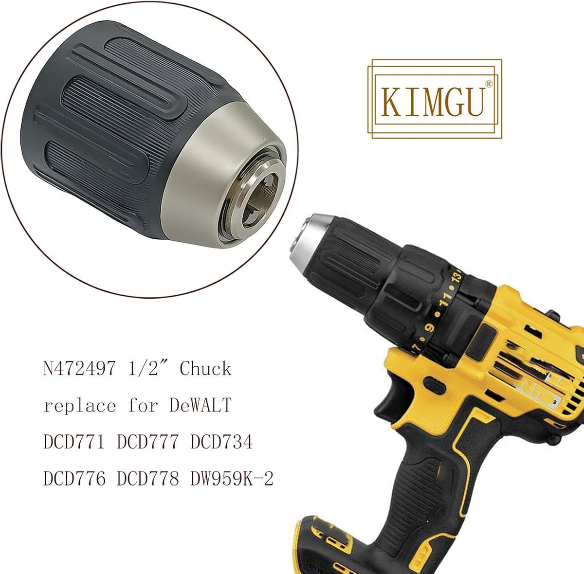N472497 N250759 Replace for DeWALT DCD771 DCD776 330075-73 330075-74 N647226 1/2" Chuck DCD777 DCD734 DCD778 DW959K-2 DCD7781 DCD7771 DCD7771D1 DCD798B