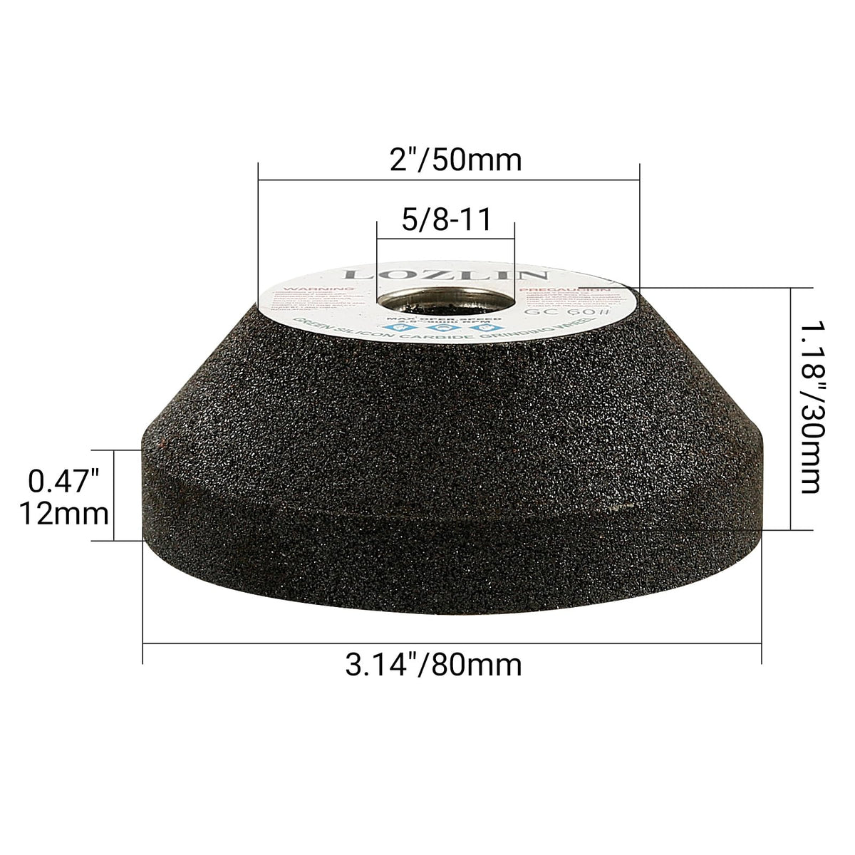 LOZLIN 3 Inch Silicon Carbide Grinding Wheel for Angle Grinder - 80mm Metal Polishing, Ceramic Tile/Glass Trimming, Granite Chamfering & Renovation, Heavy-Duty Abrasive Tool (180#)