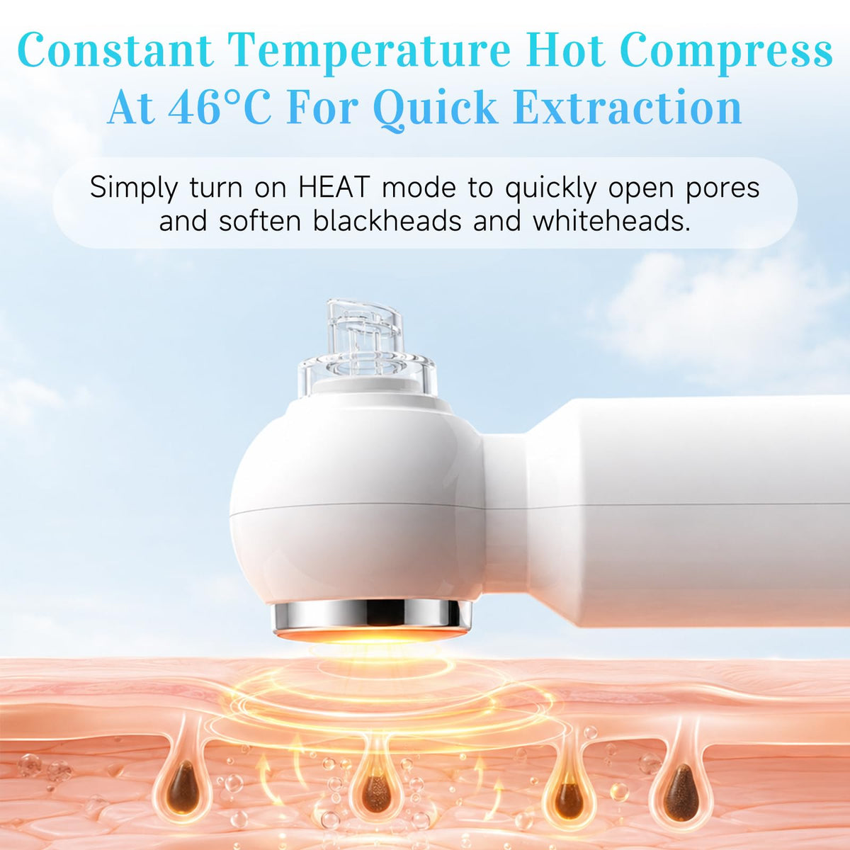 Blackhead Remover Vacuum, 46° Hot Compress, Smart Water-Oxygen Hydration