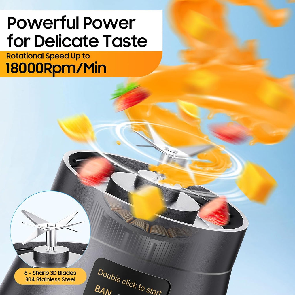 Personal Size Travel Portable Blender - Mini Shakes & Smoothies Blender | 380Ml BPA Free Cup Small Blender, High