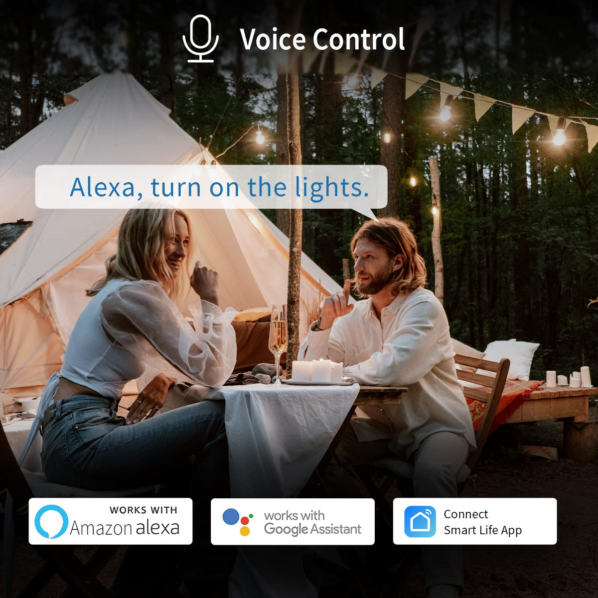 Outdoor Smart Plug, 2.4G WiFi Outdoor Outlet with Dual Outlets, Compatible with Alexa, Google Home, Smart Life