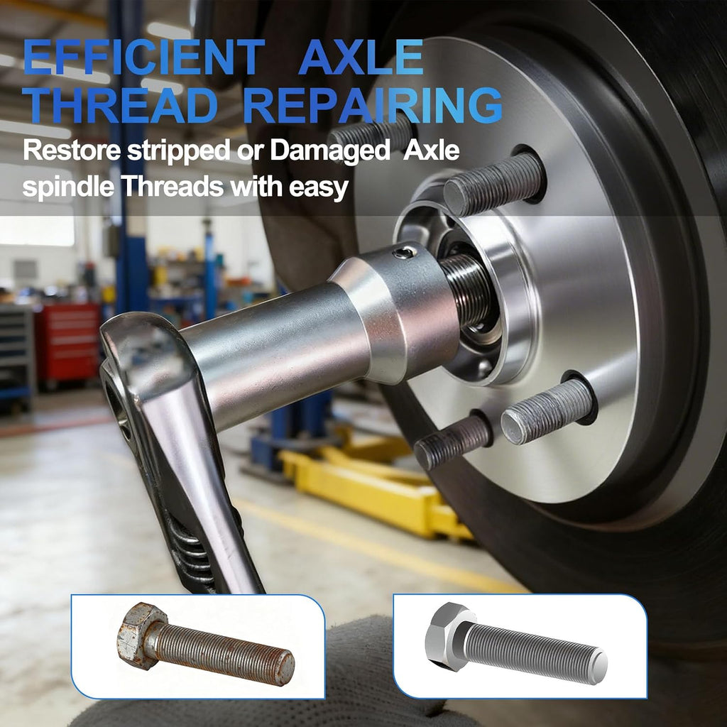 Axle Spindle Threading Set, 10pc Thread Chaser Rethreading Kit