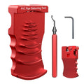 9-in-1 PVC Pipe Deburring Tool, Adjustable Chamfer Tool 0.5"–4", PVC Pipe Reamer, Plastic Pipe Deburr Tool for PVC CPVC ABS PP PE, Plumbing Chamfer Reamer Tool Set (Red)