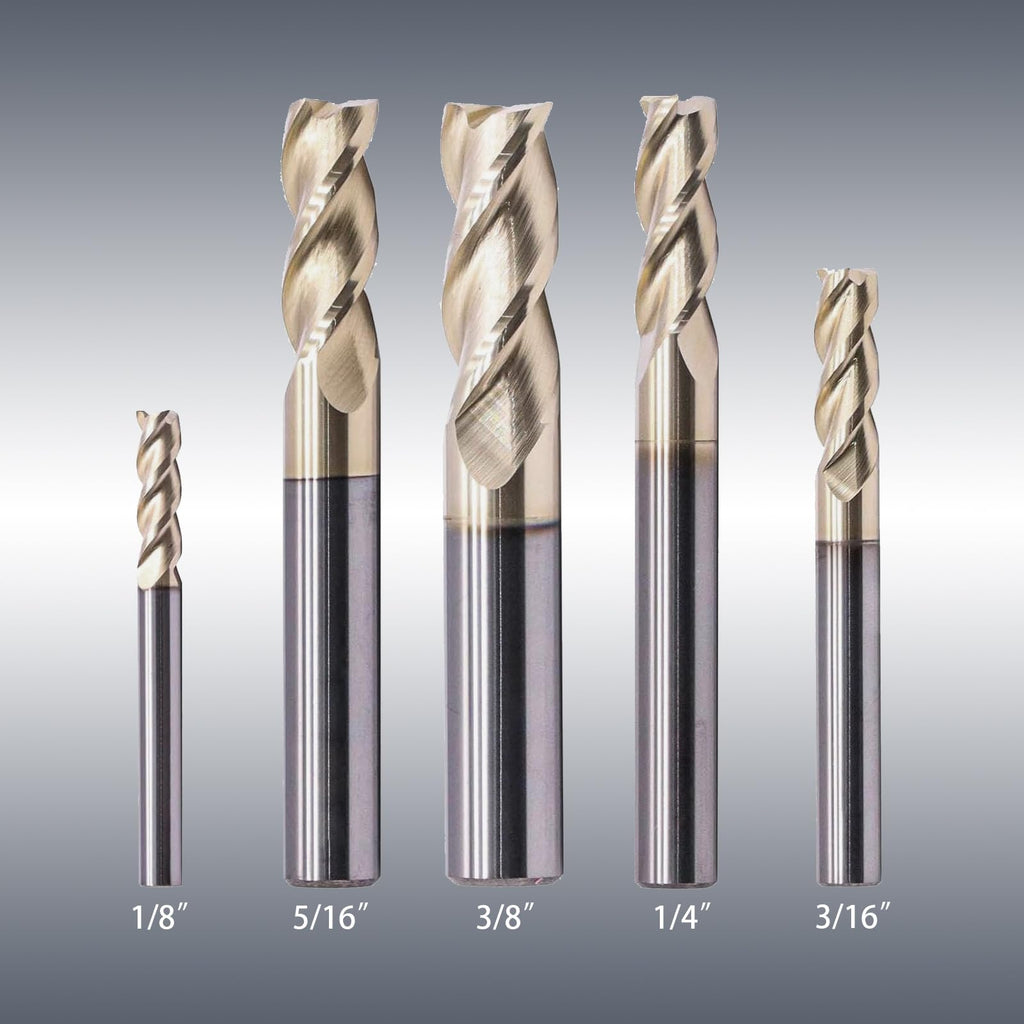 NZ 3 Flute 1/4" Solid Carbide Square End Mill ZrN Coated, 5Pcs