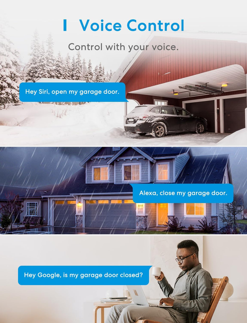 Smart Garage Door Opener Remote Work with HomeKit, Alexa and Google | Compatible with SmartThings, CarPlay, Siri, and