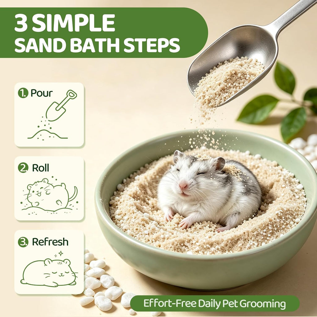 Hamster Sand Bath, Natural Desert Sand with Deodorizing Baking Soda, Odor Control Bathing Sand for Hamsters Gerbils
