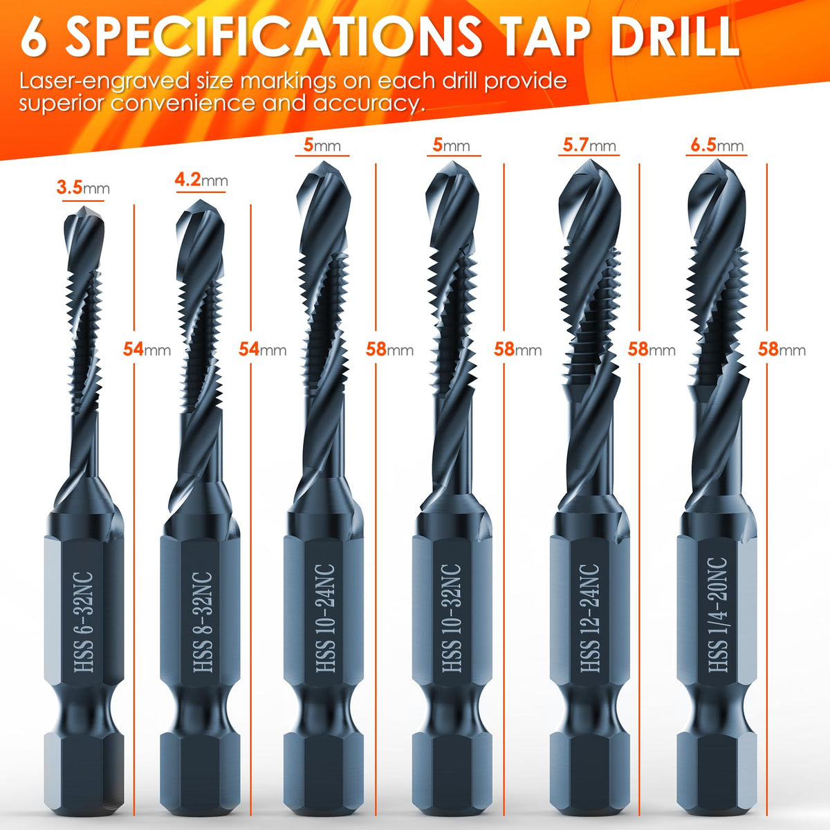 THINKWORK 3-in-1 SAE Combination Drill Tap & Tap Bit Set