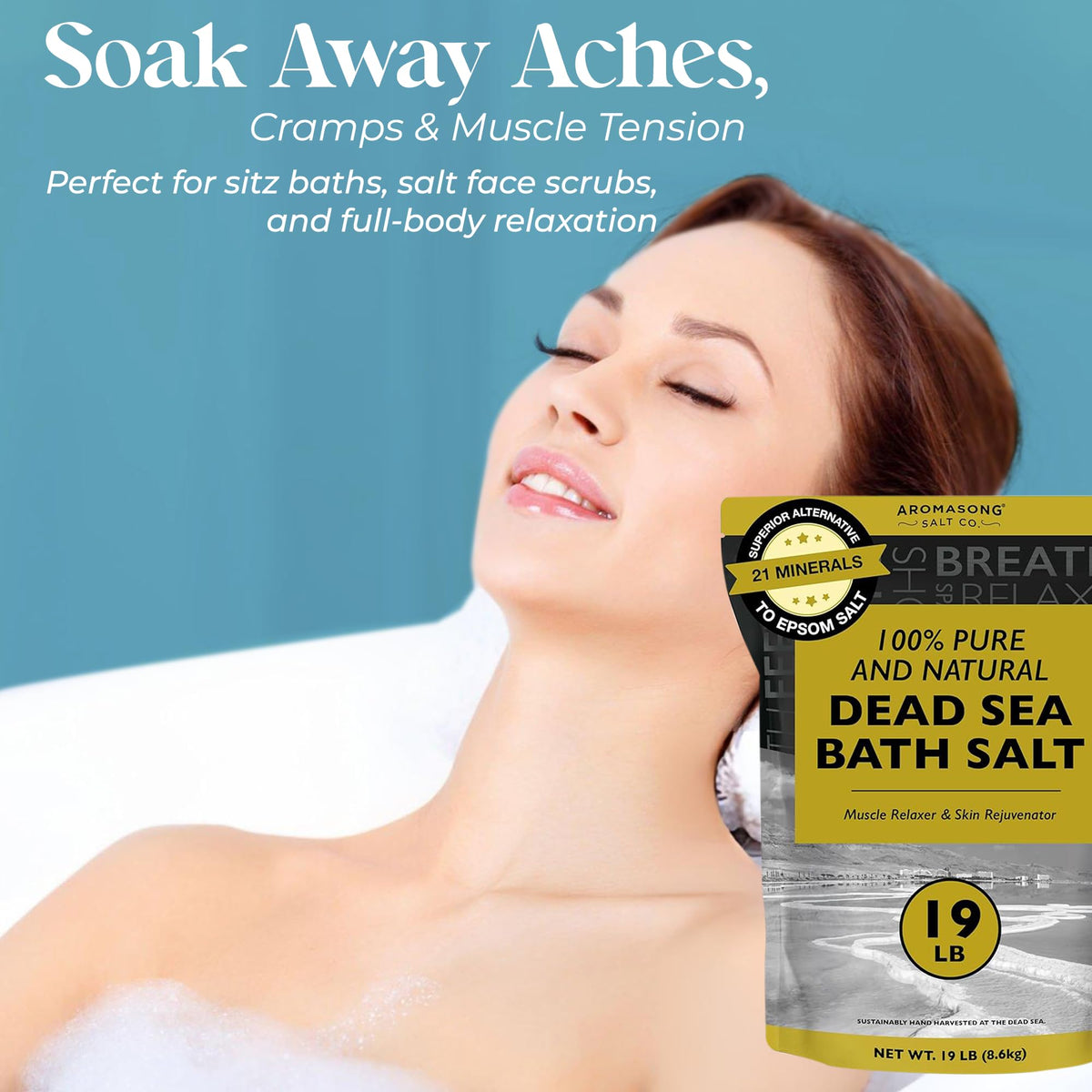 Dead Sea Salt - Spa Bath Salt - 19 Lbs Fine Grain Bulk - 100% Pure - Better Absorbing Than Epsom Salt - Soak for