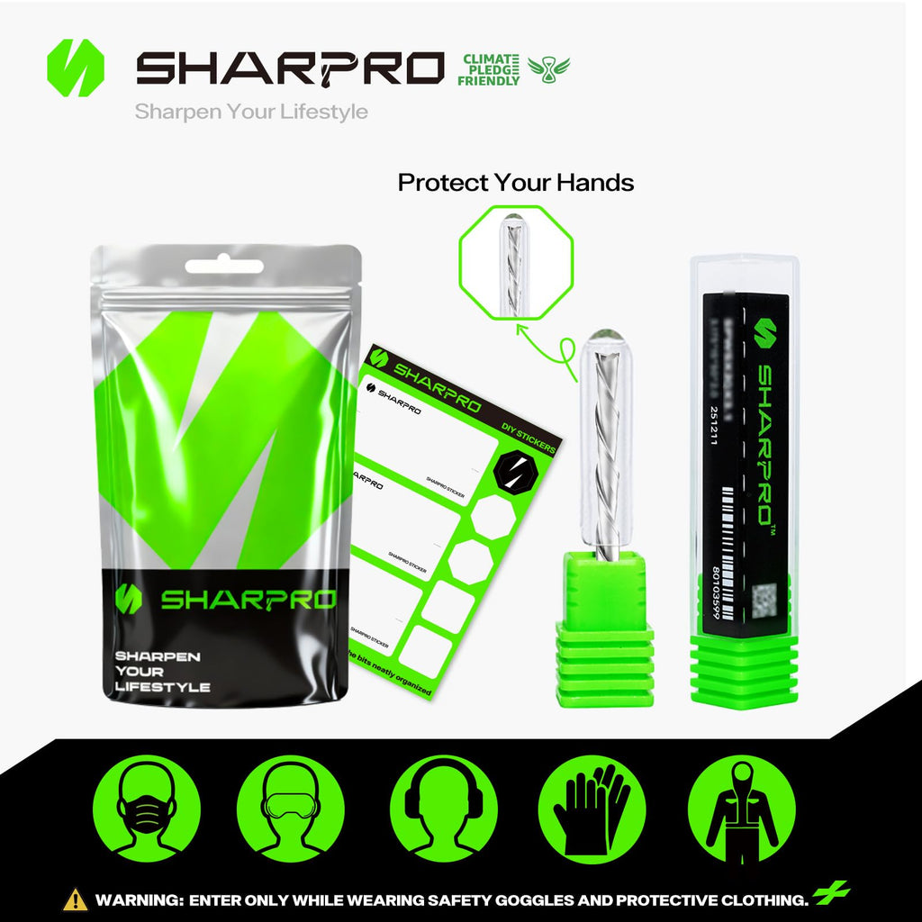 SHARPRO 1/4 Router Bits 1/4 Shank Downcut CNC Bit, End Mill