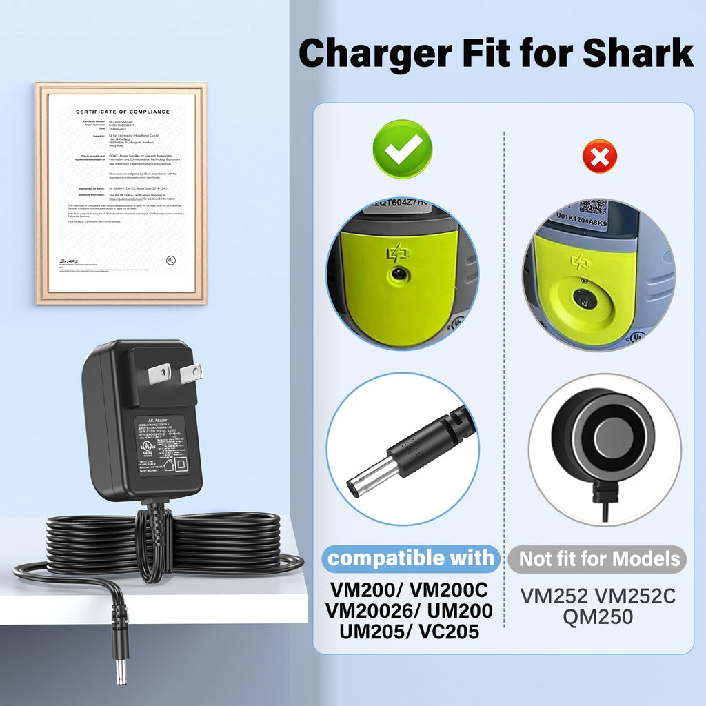 Vacuum Mop Charger Fit for Shark VACMOP VM200 (Old) Floor Tile Wood Cleaner