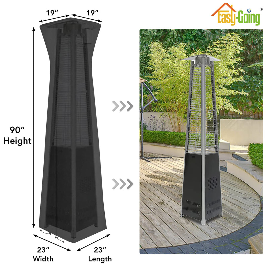 Pyramid Torch Patio Heater Cover, 90"H x 23"L x 23"W, Black