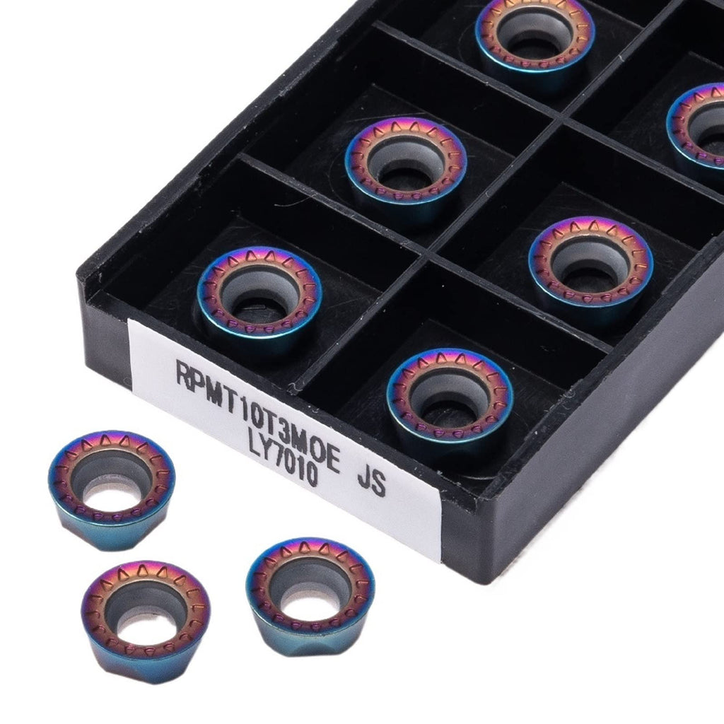 Carbide External Turning Insert 2PCS Turning Tool RPMW1003 RPMT10T3 Blue Cemented Carbide Milling Insert Metal Blade of CNC(RPMT10T3)