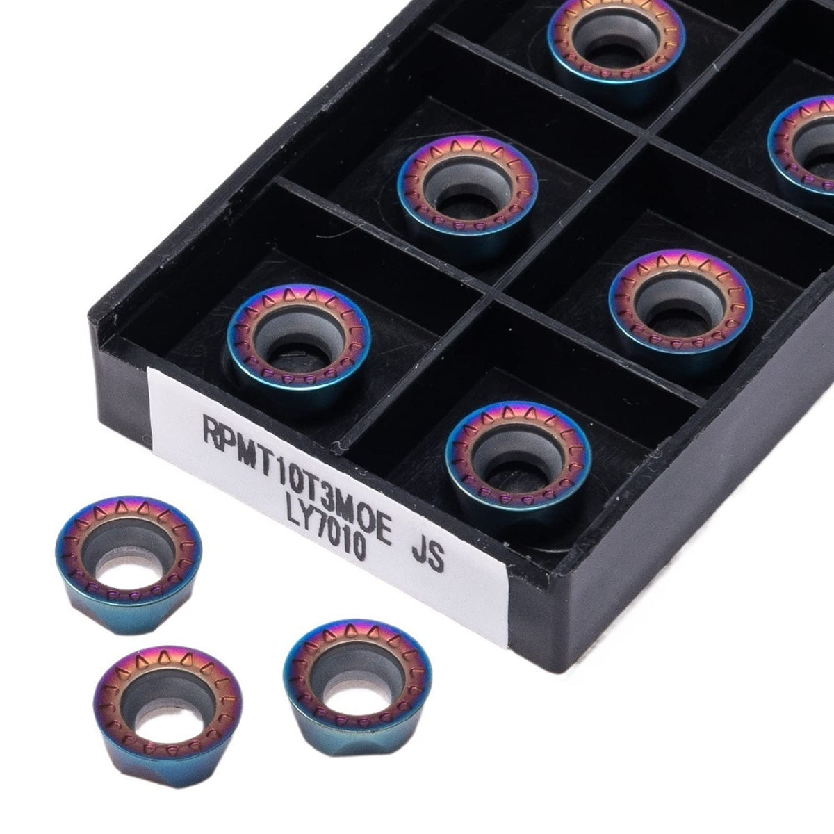 Carbide External Turning Insert 2PCS Turning Tool RPMW1003 RPMT10T3 Blue Cemented Carbide Milling Insert Metal Blade of CNC(RPMT10T3)