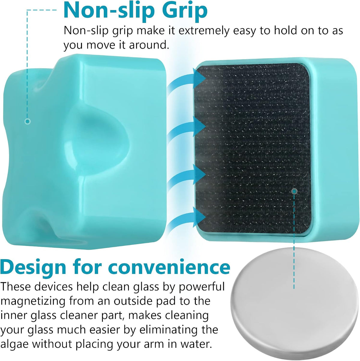Magnetic Aquarium Fish Tank Glass Algae Scrapers Glass Cleaner Scrubber Clean [Compact, Scratch-Free, Non-Slip