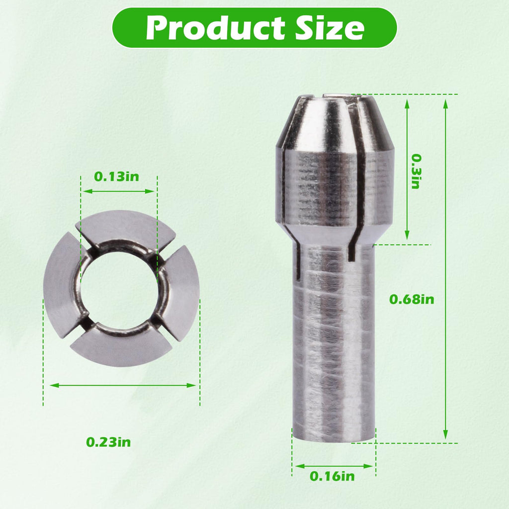 42-77-0400 2460-20 1/8 In Rotary Tool Collet Fit for Dremel Silver Color (2Pcs)