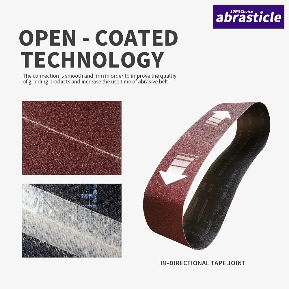 15 Pcs 2 x 42 Inch Assorted Aluminum Oxide Sanding Belt - 80/120/150/240/400 Grit
