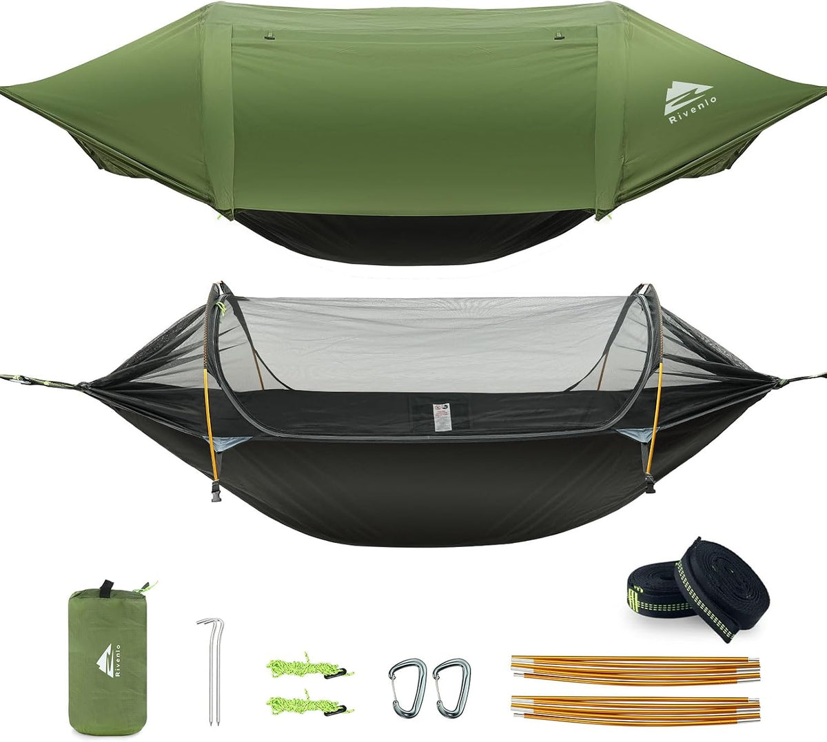 Camping Hammock Tent with Mosquito Net & RainFly, 3 in 1 Waterproof Lightweight Portable Sleeping Hammock Bug, Travel