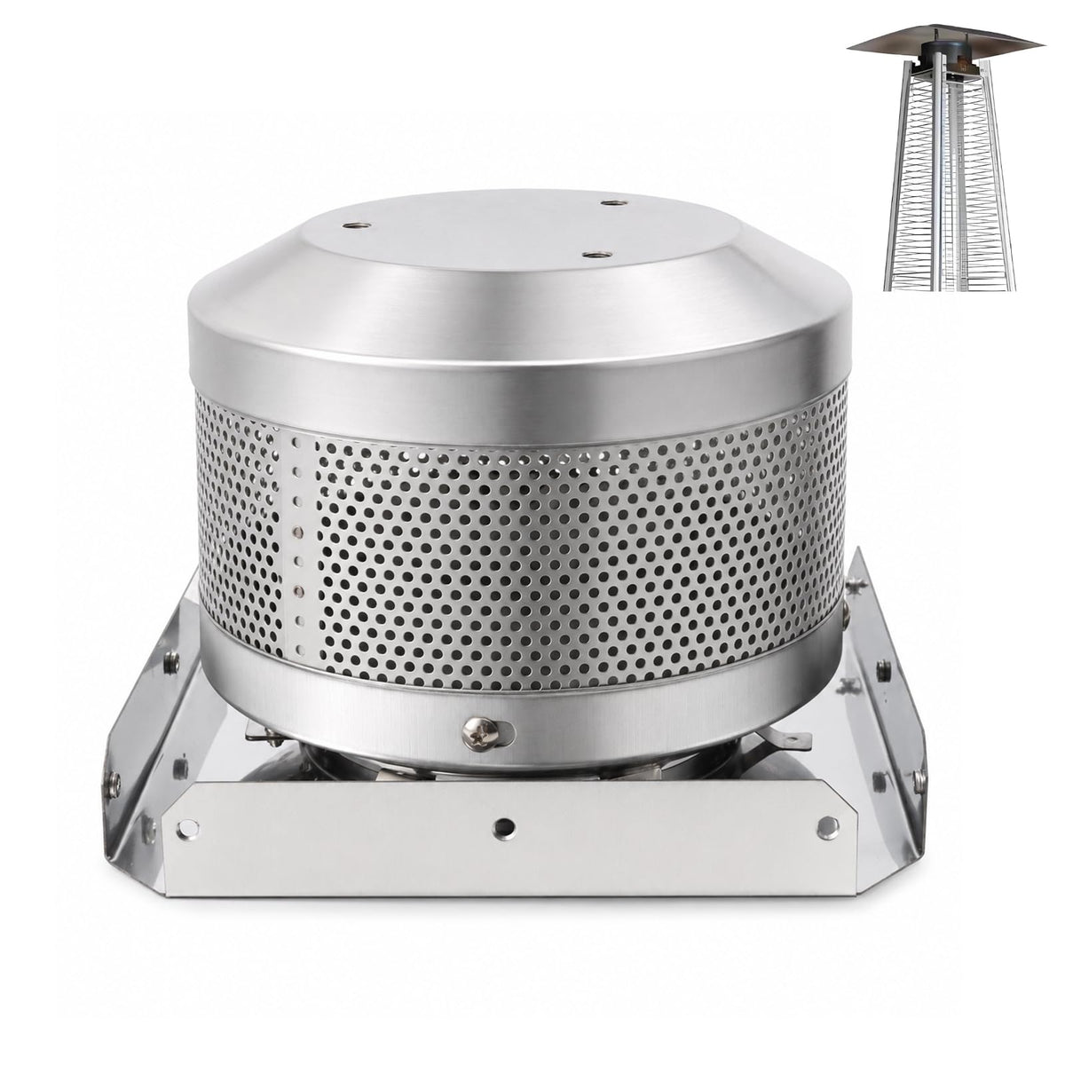 Patio Heater Emitter Screen and Base for 4-Sided Pyramid Glass Tube Heater