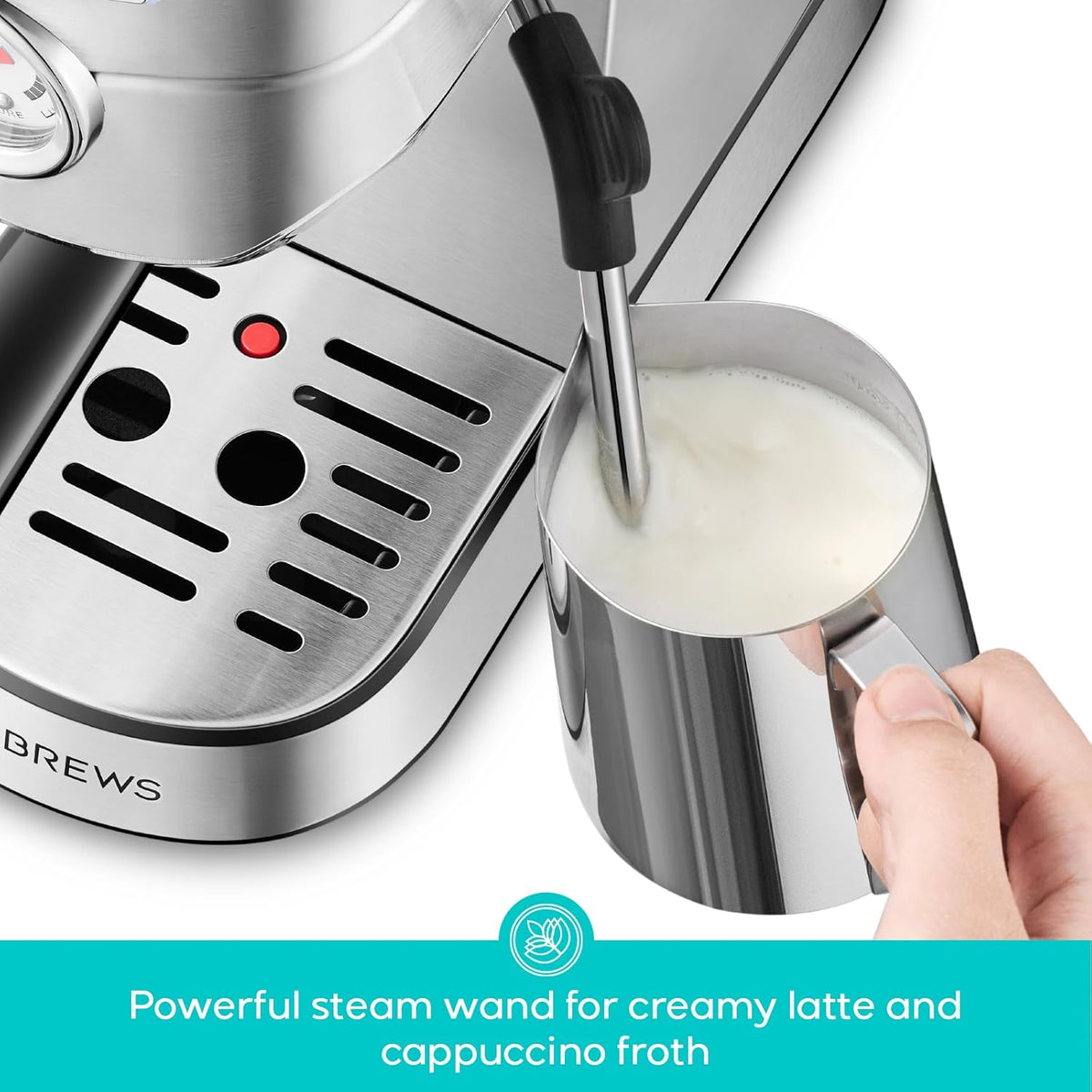CM5418 Compact Espresso Machine with Milk Frothing Steam Wand | Stainless Steel, 20-Bar Pump, Built-in Pressure