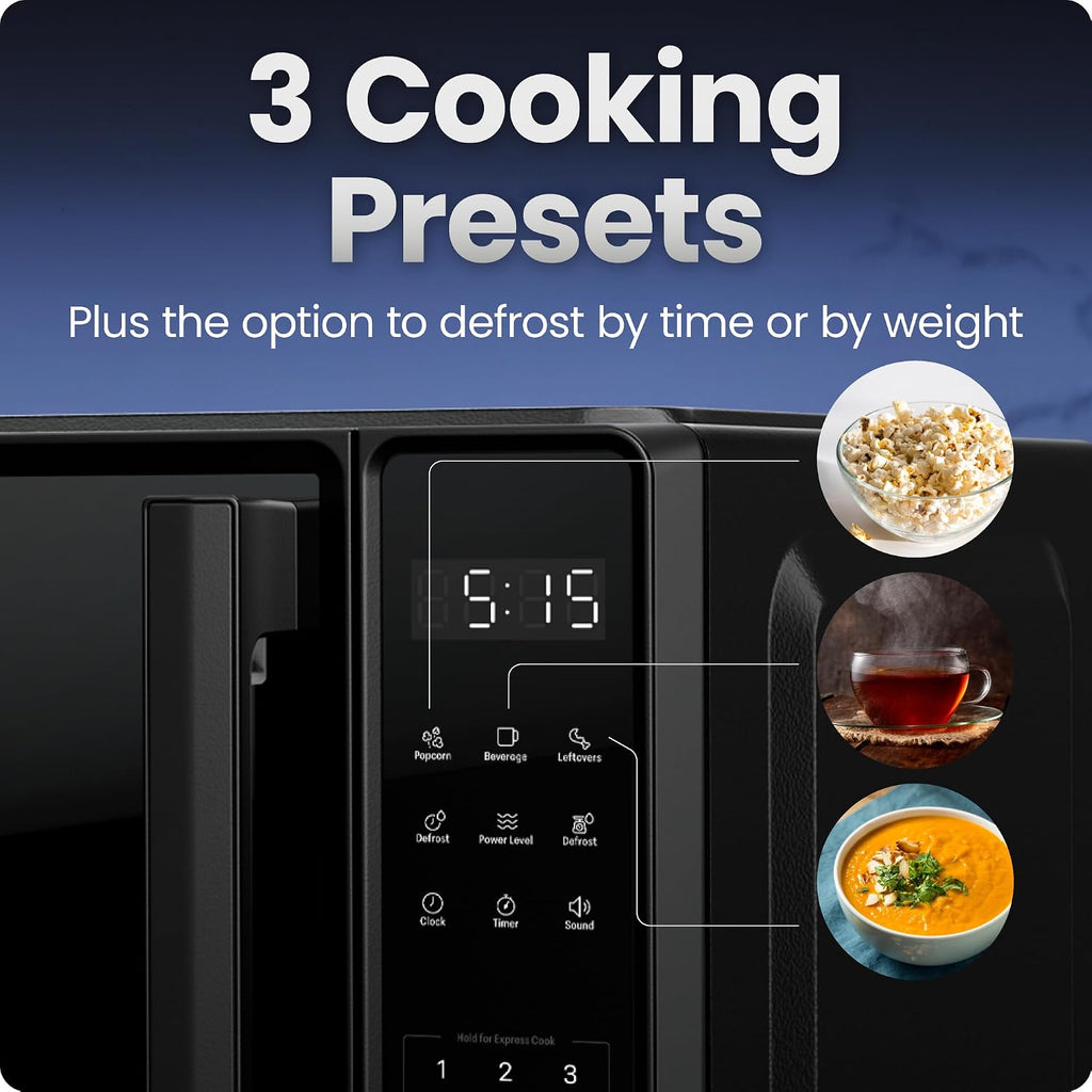 Countertop Microwave Oven 0.7 Cu. Ft., 700 Watts with 10 Power Levels, 6 Cooking Presets with One-Touch Express Cook