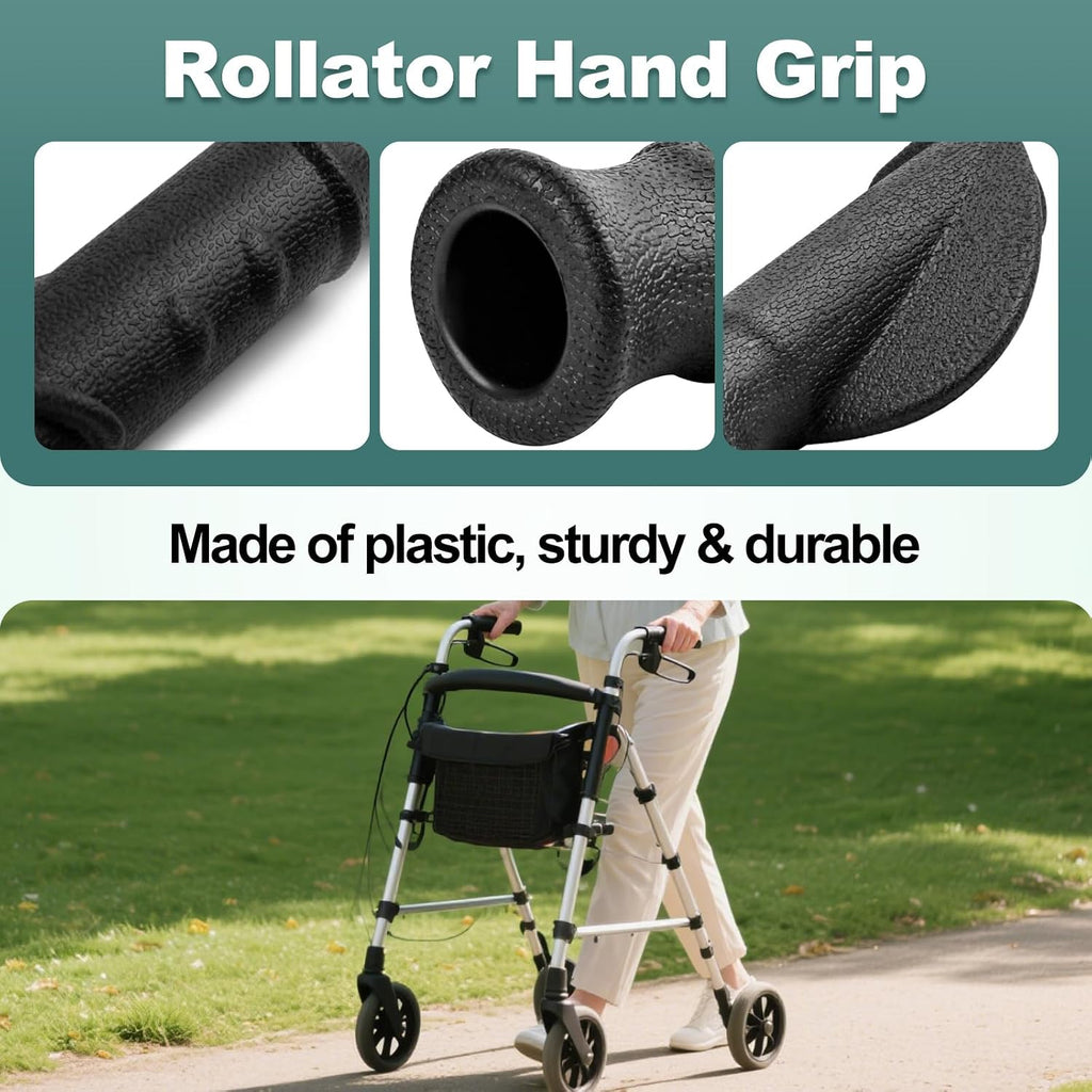 2 Pcs Universal Rollator Hand Grip for Rolling Walker Replacement,Wheelchair, Left and Right Hand Grips for Drive Rollator,Black