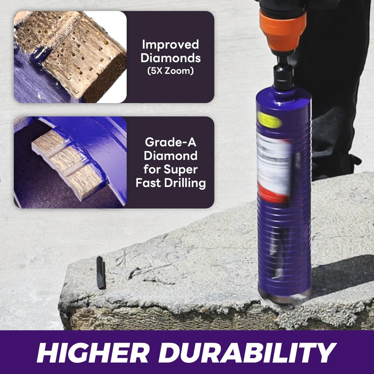 DaduoRi 1-1/4" Core Drill Bit with Pilot Bit & Adapters(SDS Plus and 1/2" Hex), 5/8"-11 Thread, 9.5" Depth, Upgraded-Welded Segments Diamond Core Bits for Concrete, Masonry, Brick, Stone