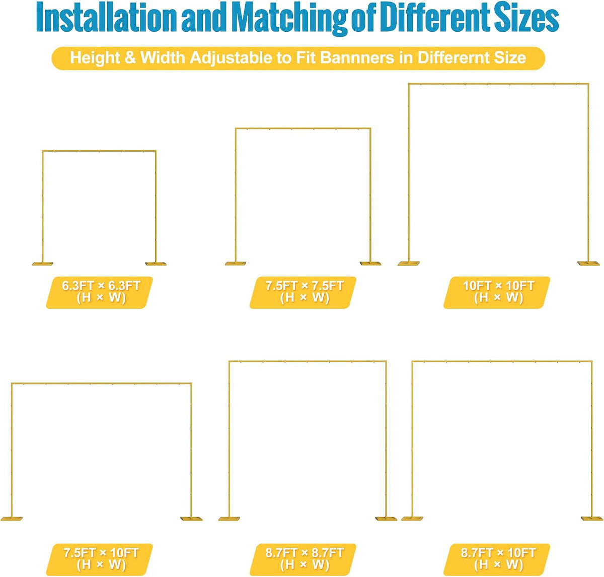 10x10ft Backdrop Stand Heavy Duty Gold Adjustable Pipe and Drape