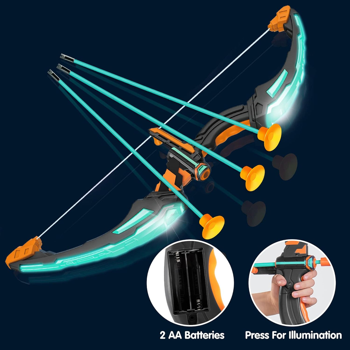 Kids Bow and Arrow Set, LED Light Up Archery Toy Set with 9 Suction Cup Arrows, Target & Arrow Case, Indoor and
