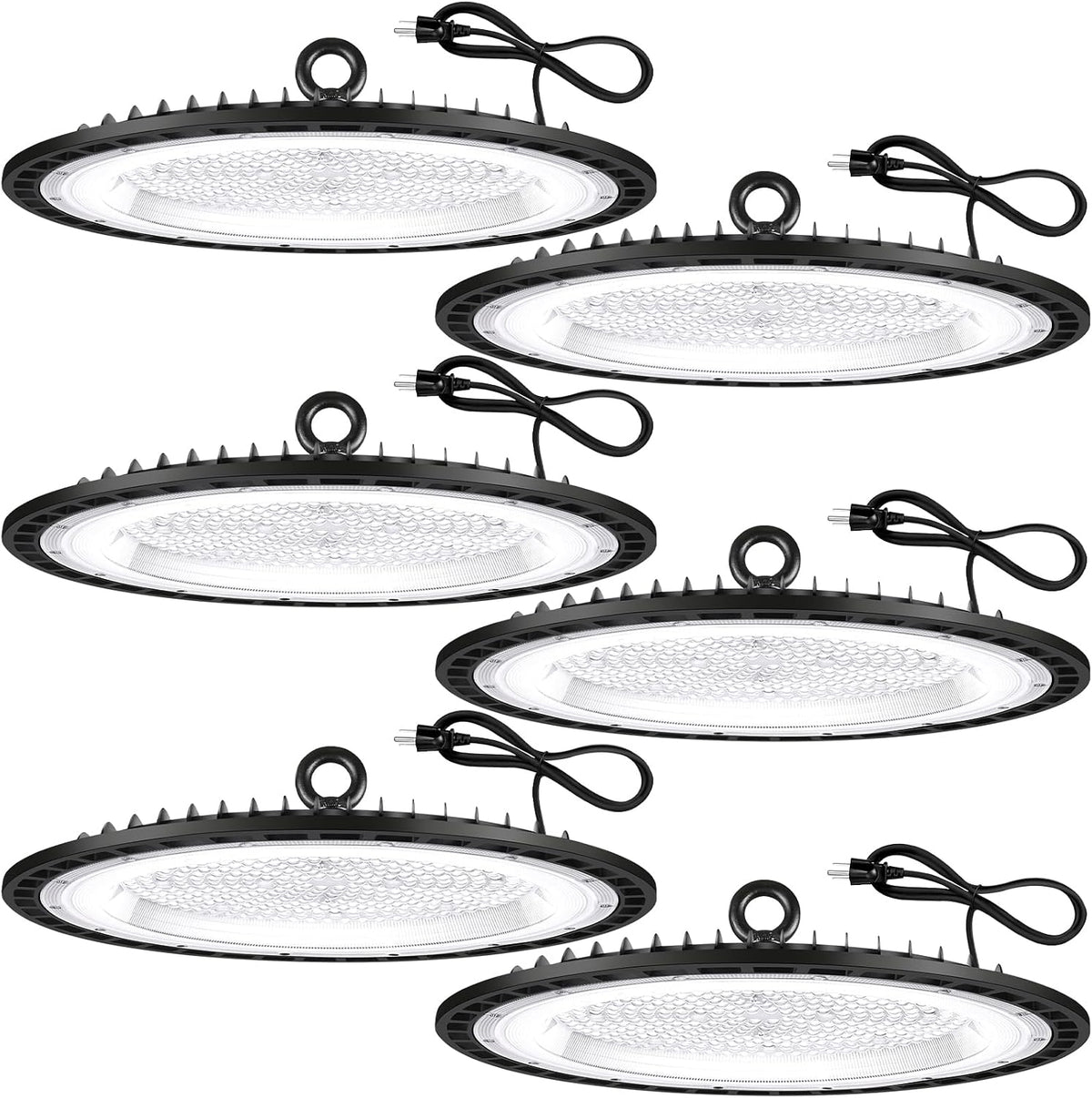 YANYCN 6 Pack 240W UFO Led High Bay Light Fixture,120VAC,40000LM,5000K Daylight Commercial Shop Bay Lighting,[1050W MH/HPS Equiv.] US Plug Area Lighting for Warehouse/Barn/Gym/Factory/Workshop