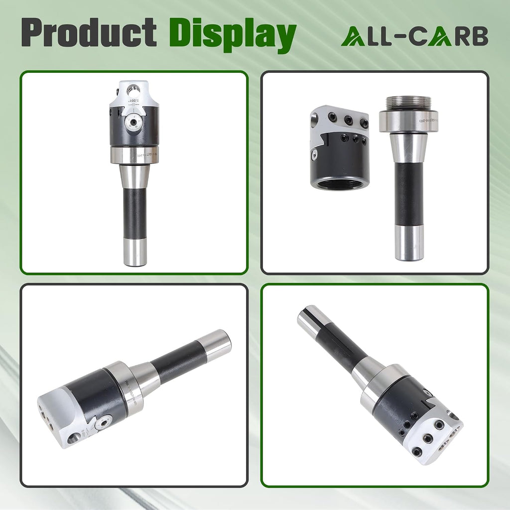 ALL-CARB 2" Boring Head R8 Shank 9 Pcs Boring Bars, 1/2" Carbide Boring Bar