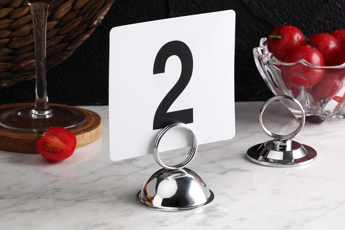 Ring-Clip Table Number Holder / Place Card Stand, 1.5 Inch, Silver, Metal, Set of 12