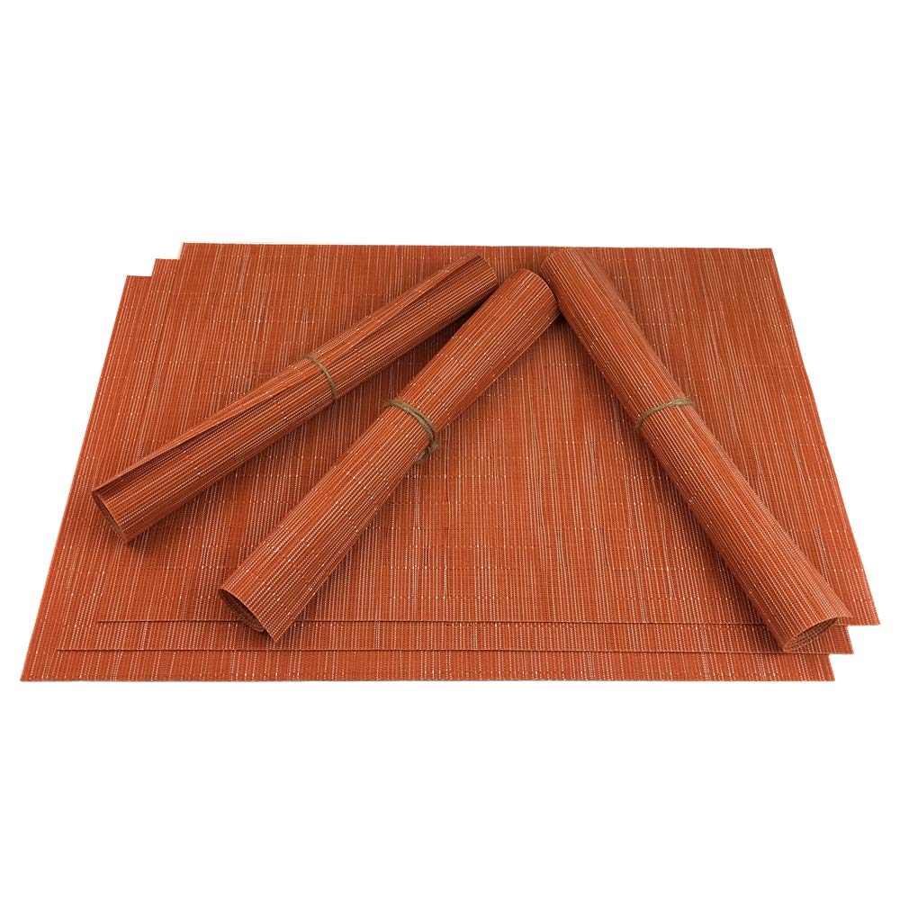 Placemats Set of 6 for Dining Table, 17.7" x 11.8", Orange