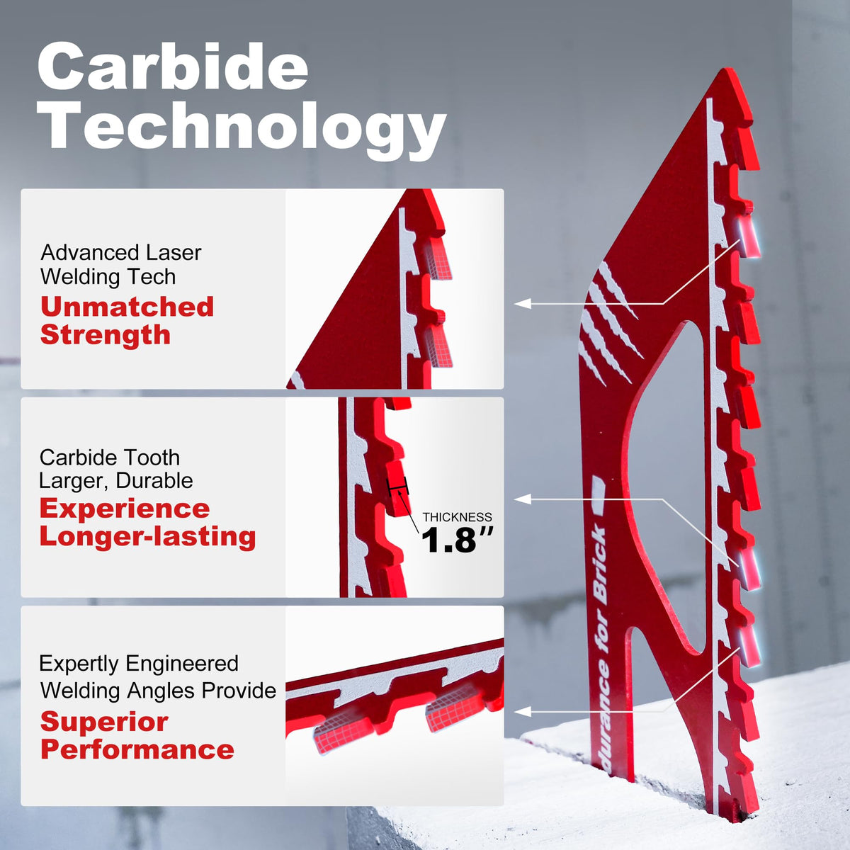 EZARC Carbide Reciprocating Saw Blade, 18-Inch, Aerated Concrete, 1-Pack