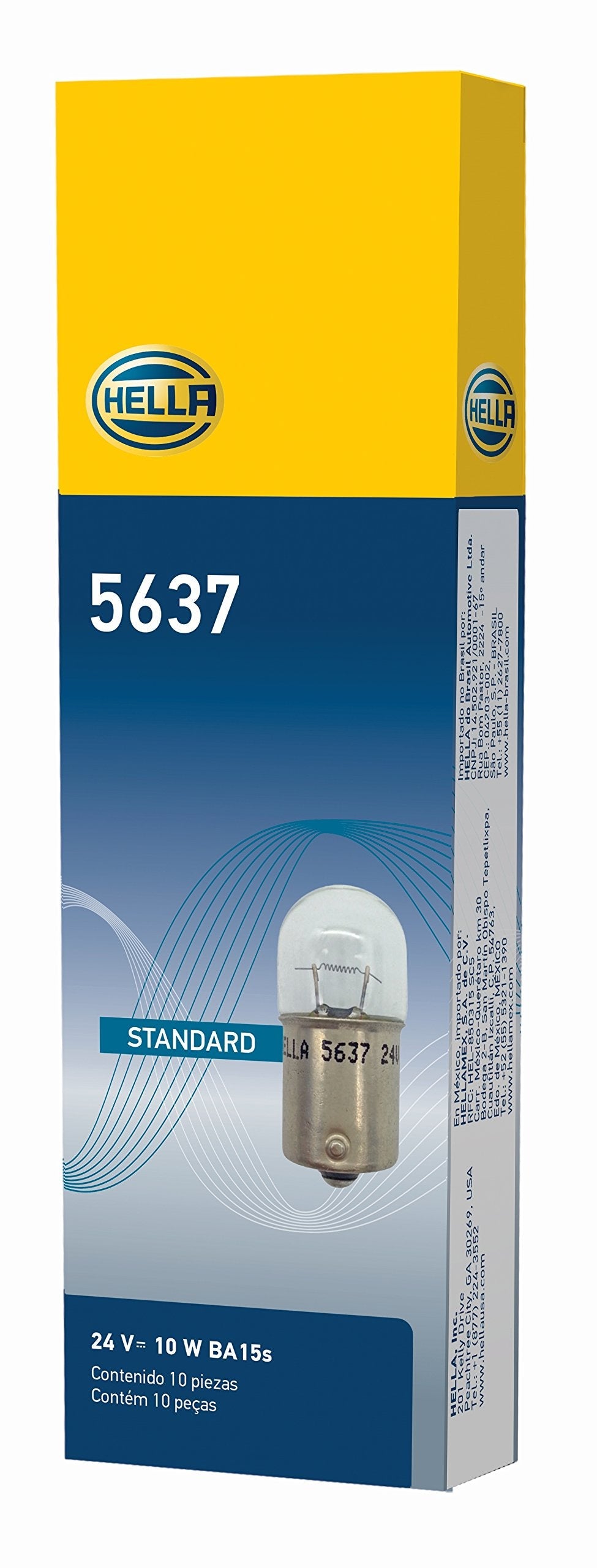 HELLA 5637 24V 10W Standard Miniature Replacement Navigation and Interior Light Bulb