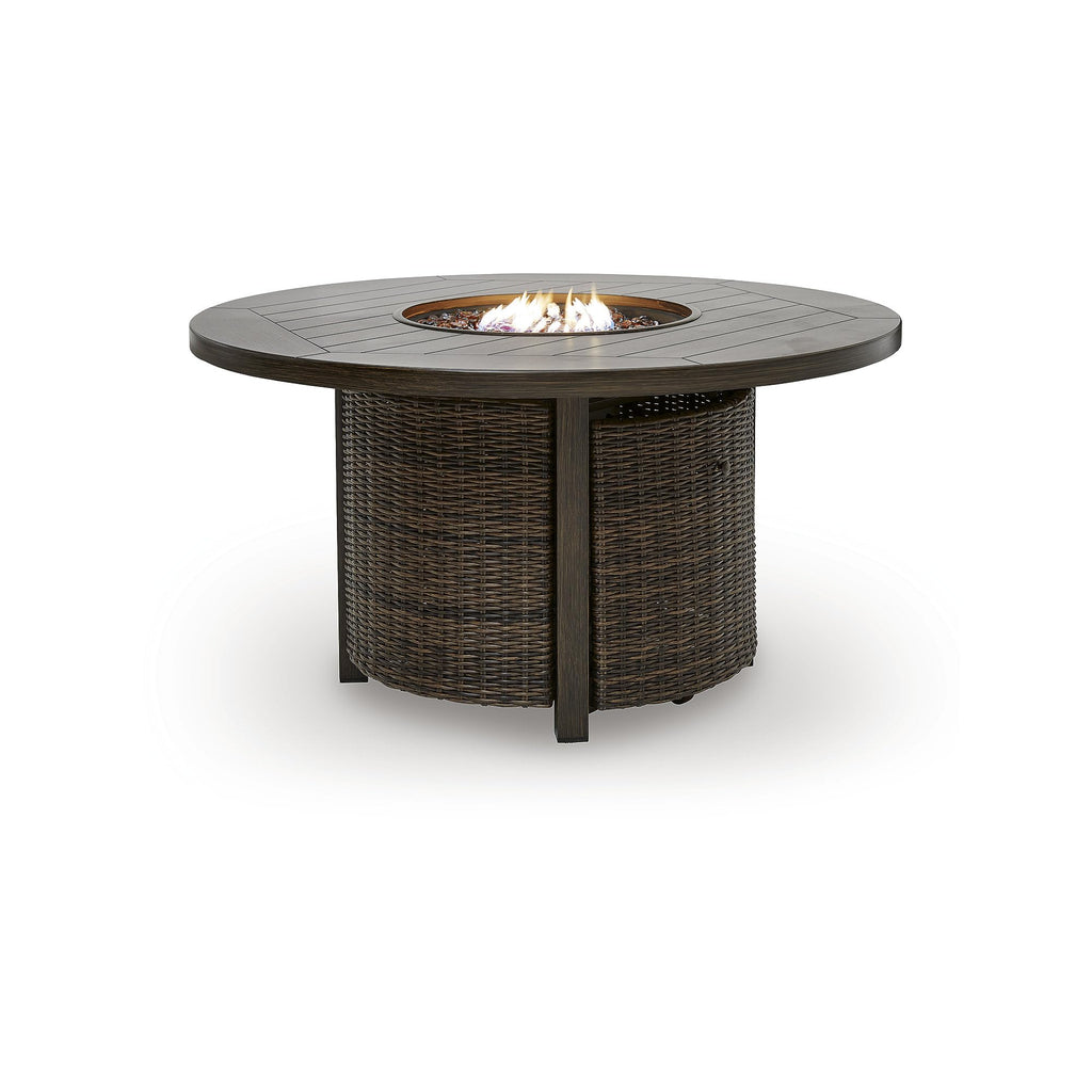 Outdoor Fire Pit Table, Round Wicker Propane