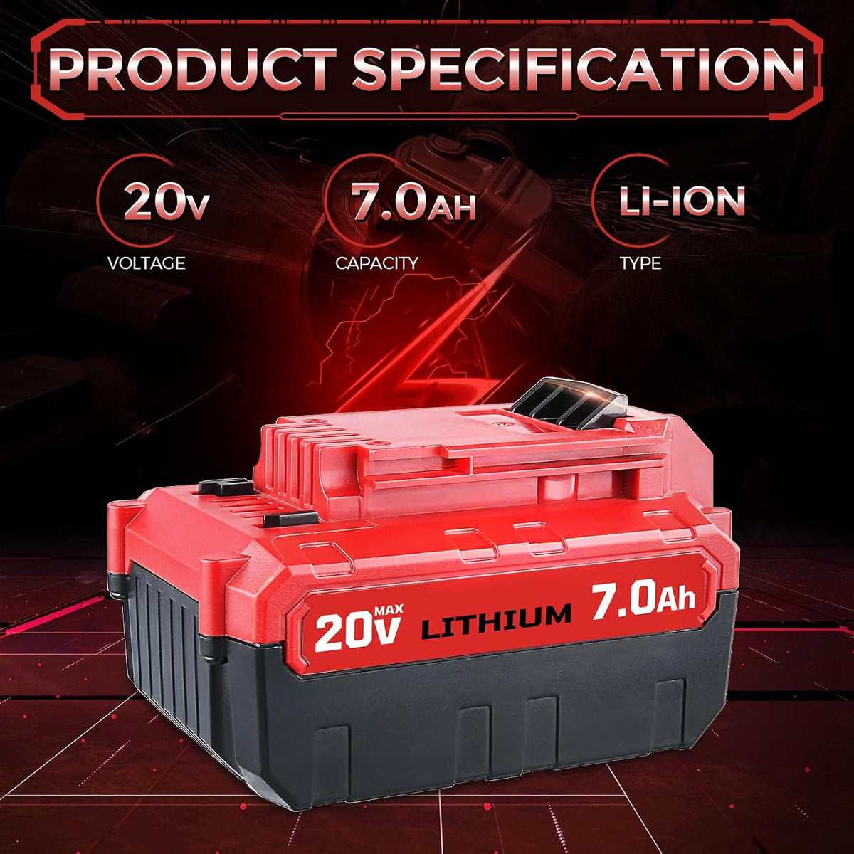 2Pack PCC685L 7.0Ah Li-ion Replacement for Porter Cable 20V Battery Charger