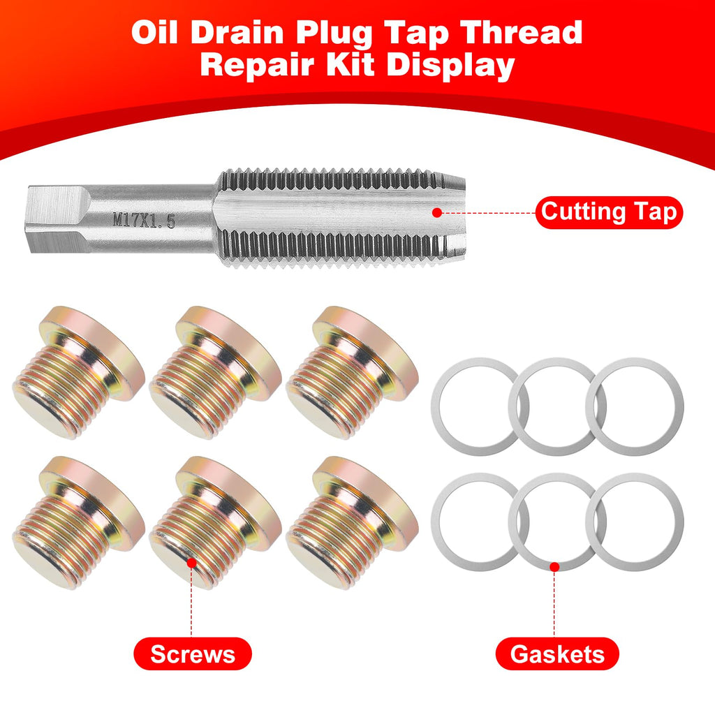JMMRRR Oil Drain Plug Tap Thread Repair M17x1.5MM Oil Pan Screws Rethread