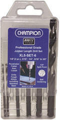 Champion Cutting Tool XL5-SET-6 Brute Platinum Jobber Length Twist Drill Set, 6-Piece