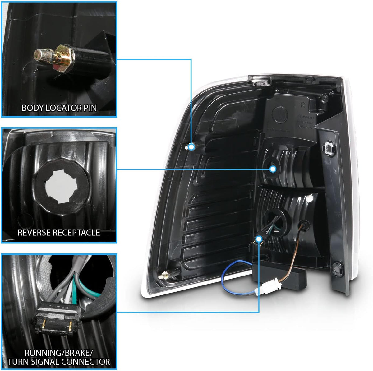 AmeriLite for 2007-2017 Ford Expedition [Full LED] C-Type Tube Sequential Siganl Smoke Black Replacement Tail Lights Set - Passenger and Driver Side