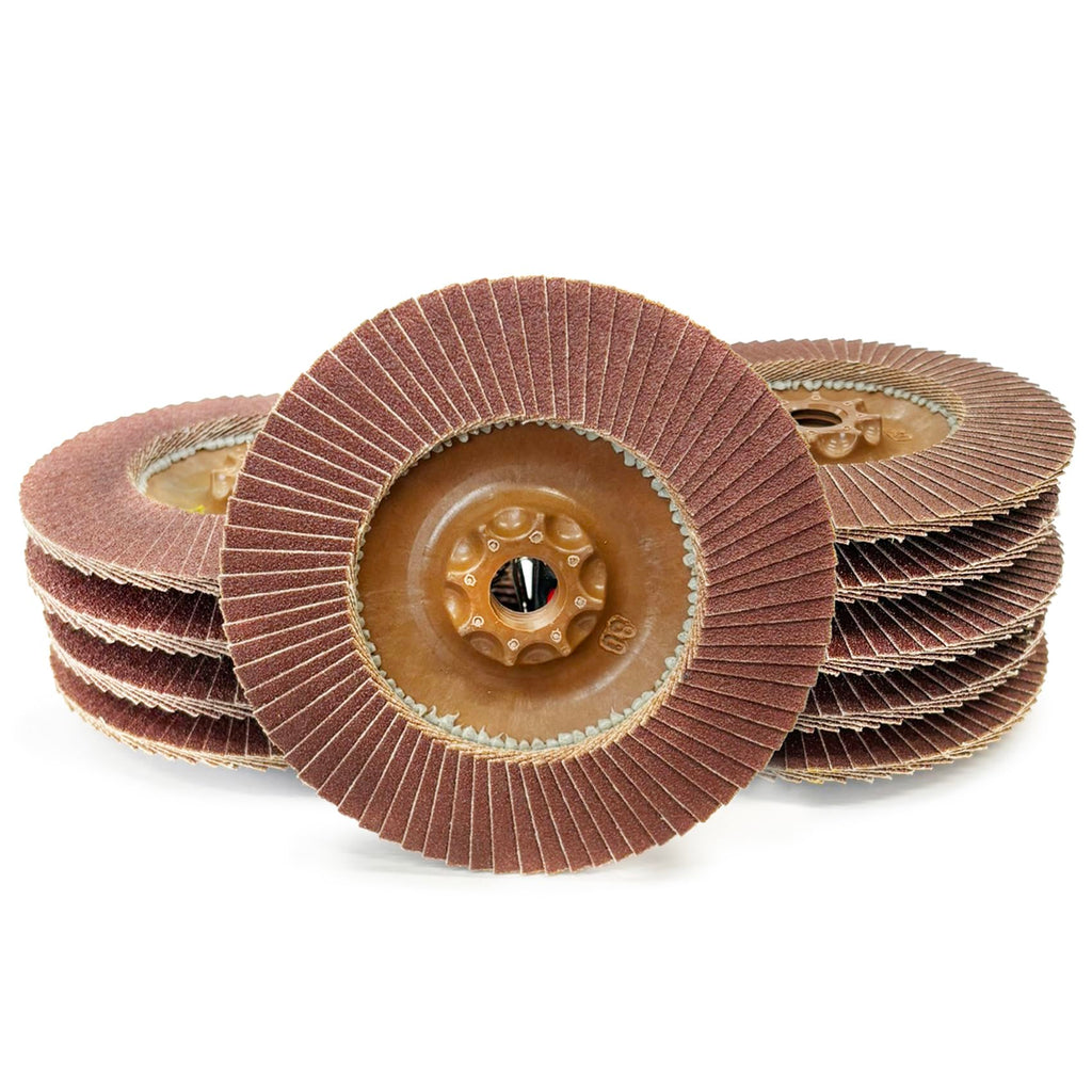 CS Unitec | 93859 | PLANTEX Aluminum Flap Disc. Surface Finishing & Blending Abrasives for Aluminum & Non-Ferrous Materials. 4-1/2" Disc Diameters, 5/8" x 11 Spin-On Arbor, 120 Grit - Made in Germany