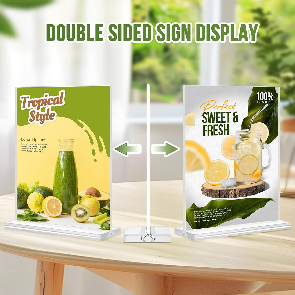 Acrylic Sign Holder 5x7, 25 Pack Clear Double Sided Table Menu Vertical Display, Plastic Flyer Display Stand, Paper