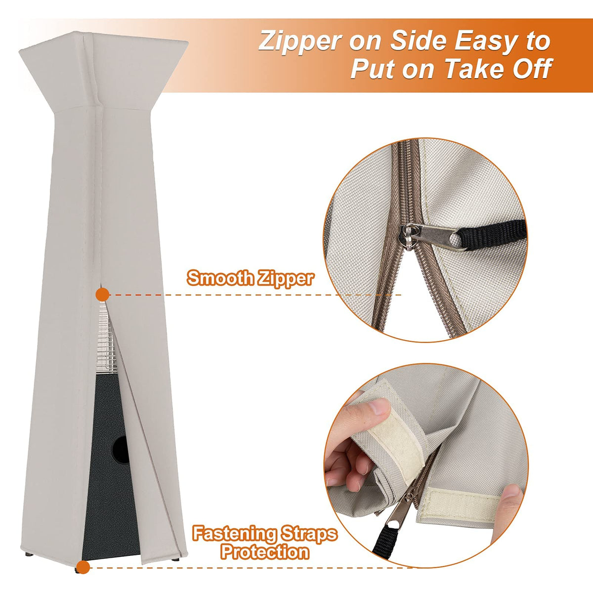 Pyramid Patio Heater Cover for Hiland, Outdoor Cover Waterproof, Propane Heater Heavy Duty with Zipper, 21W x 21D x 90H