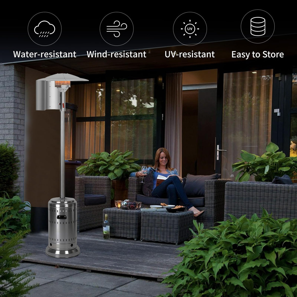 Patio Heater Reflector Shield 15" Height, Heat Focusing Reflector for Round Natural Gas and Propane Patio Heaters
