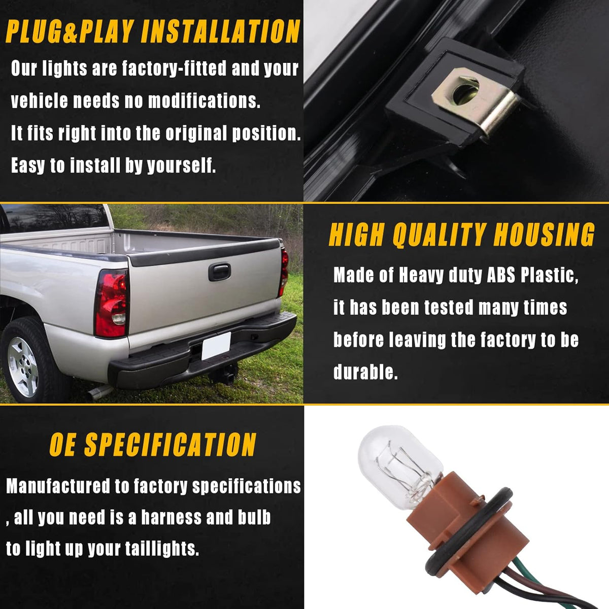 Boine Tail Lights Compatible with 2003-2006 Chevy Silverado 1500 2500 3500
