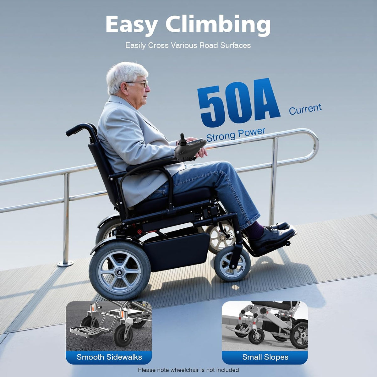 Electric Wheelchair Joystick Controller 24V 50A, Universal Replacement with Brake Connector & Speed Adjustment, for Mobility Scooter Power Chair