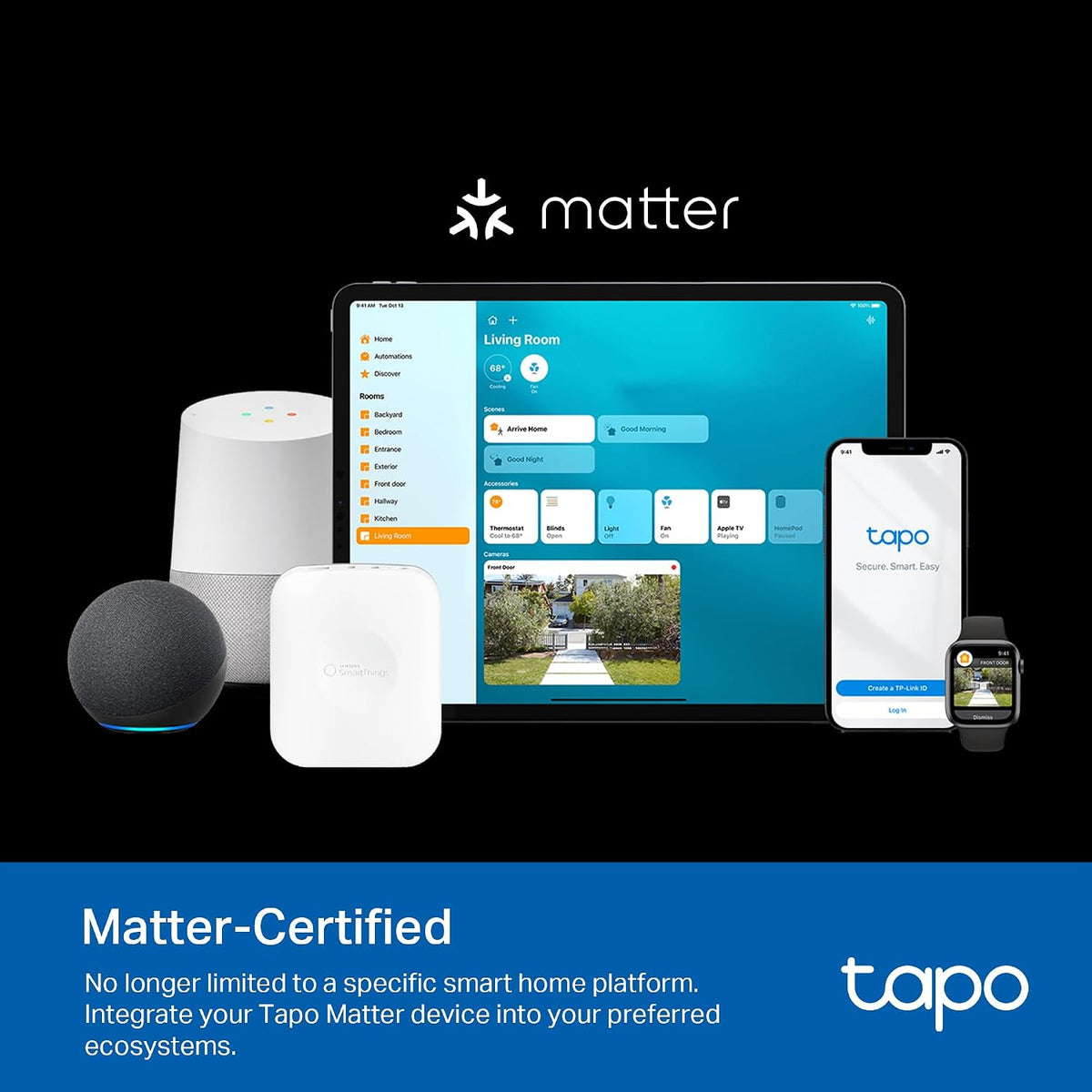 Matter Outdoor Smart Plug, 2 Individual Outlets, P400M | IP65 Weather Resistance, Works with Apple Home, Alexa