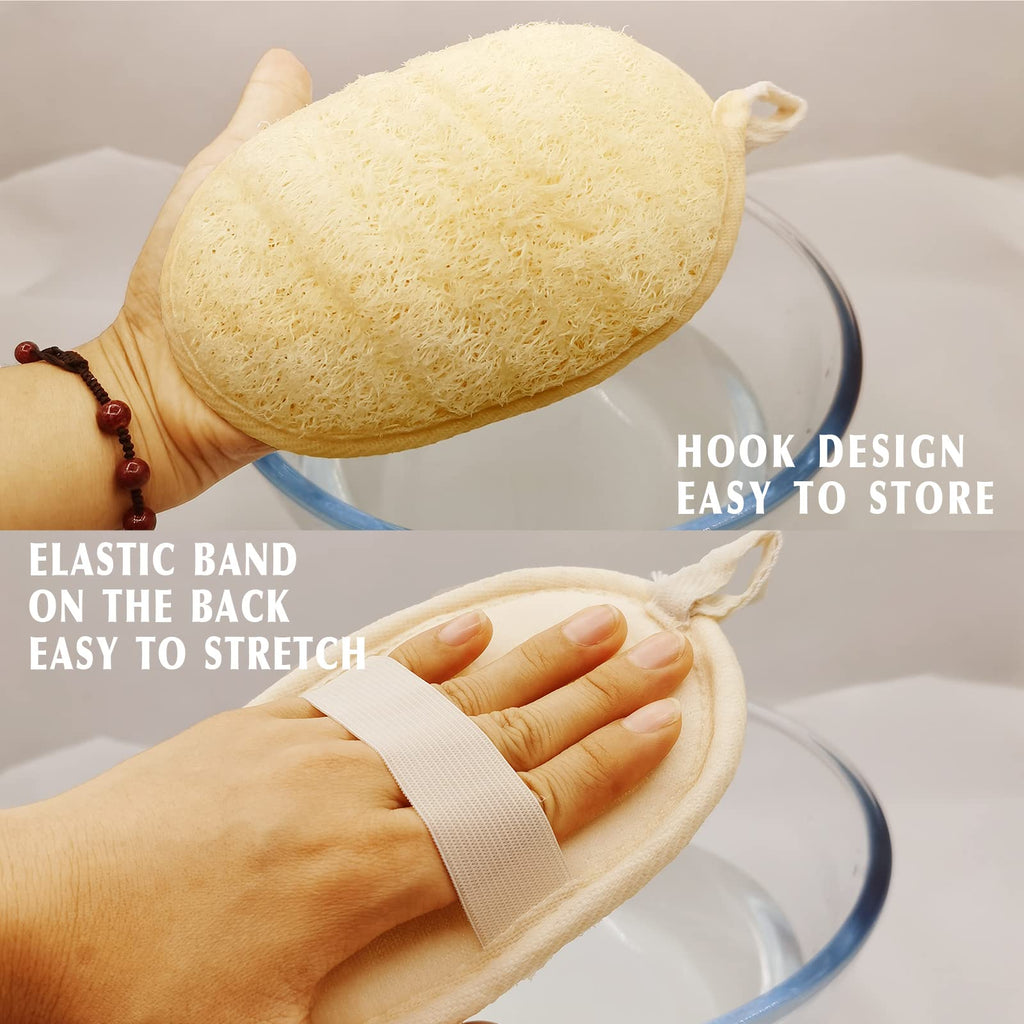 Natural Loofah Sponge Exfoliating Body Scrubber (3 Pack) Beige